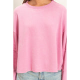 Mineral Wash Overzised Raw Edge Crew Neck Top