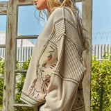 Floral Panel Knit Hoodie