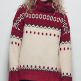 Relaxed Fit Fair Isle Turtleneck Sweater