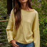 W2114 | Knit Sweater Rolled Round Neck Pullover Top