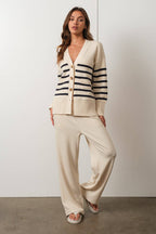 Ivory & Navy Striped Cardigan