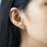 Enamel Heart Studs with CZ Accent