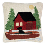 Lake House Lab Hand Hooked Wool Pillow