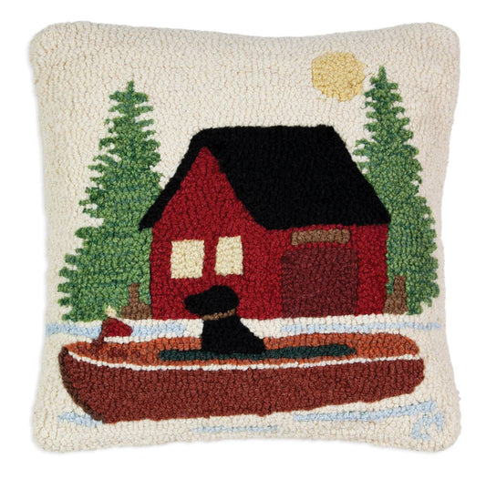 Lake House Lab Hand Hooked Wool Pillow