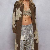 Floral Patch Long Cardigan