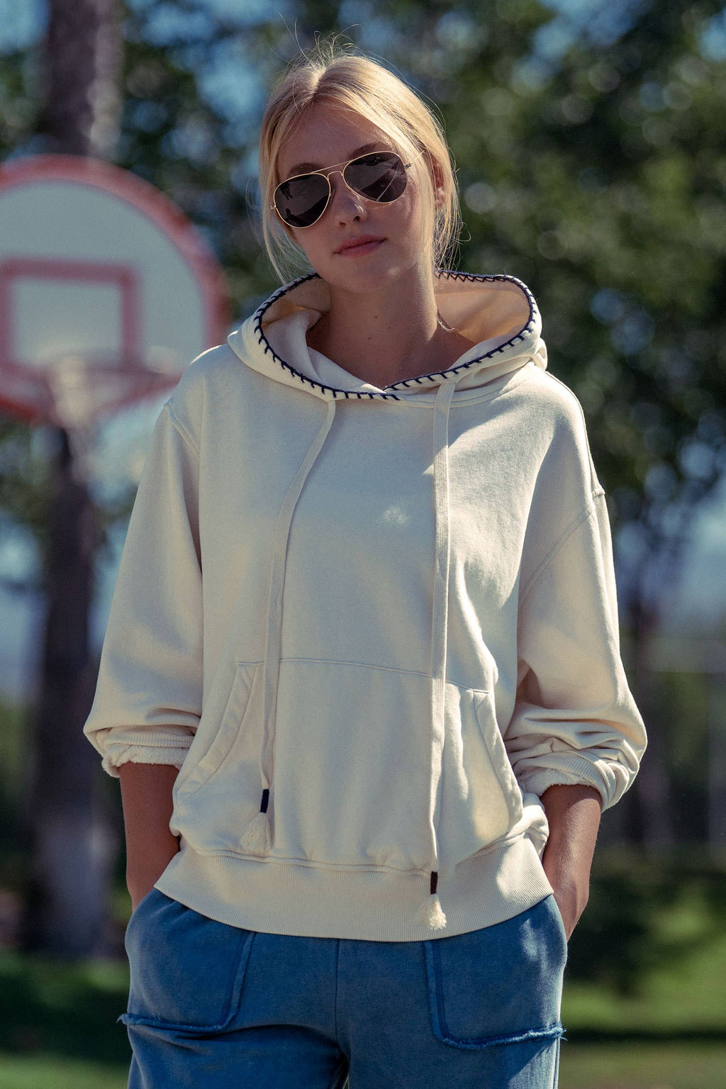 Vintage-Wash Hooded Sweatshirt