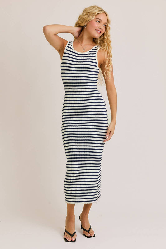 Sleeveless Round Neck Ribbed Sweater Dress
