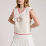 Floral Embroidered + Sequence Sleeveless Knit Vest