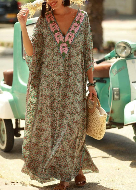 Bohemian Colorful Print Dress Kaftan