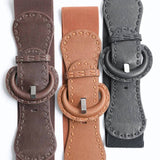 Distressed Wide Stitch Elastic Belt