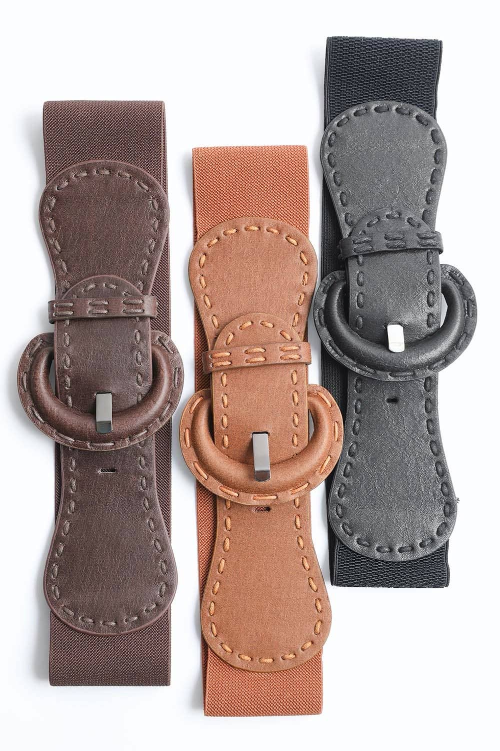 Distressed Wide Stitch Elastic Belt