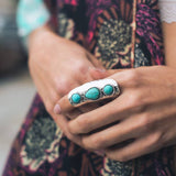 Waterfall Droplet Turquoise Stone Silver Ring