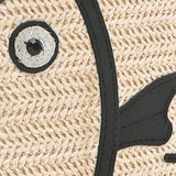 Black Trim Fish Raffia Handheld Clutch