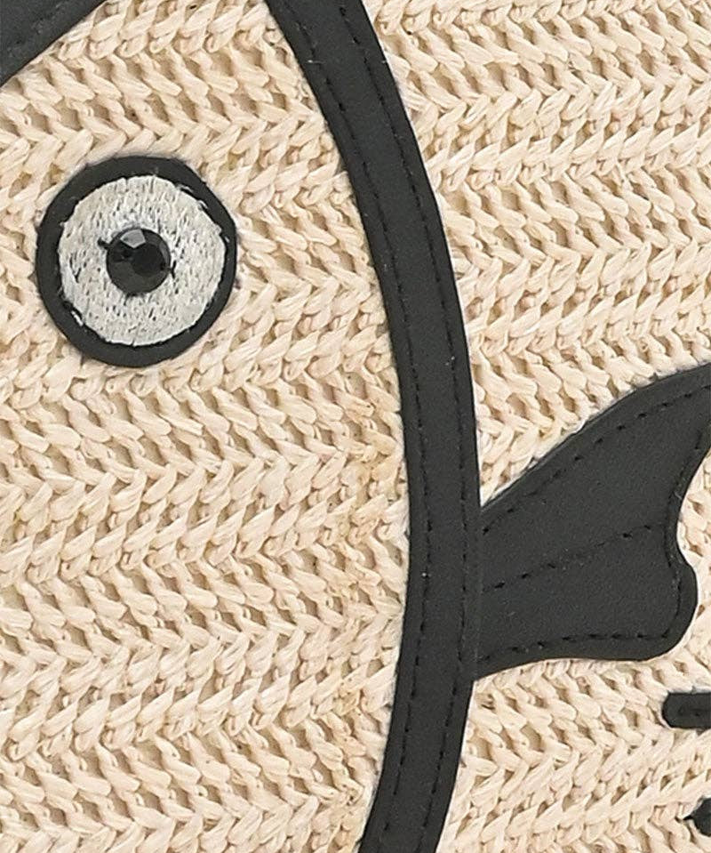 Black Trim Fish Raffia Handheld Clutch