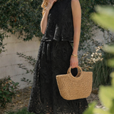 SLEEVELESS LACE TOP AND SKIRT SET WITH SCALLOPED HEM