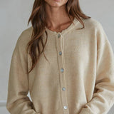 W2536 | Knit Polyester Acrylic Sweater Crew Neck Cardigan
