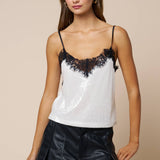 Lace Trim Sequin Cami Top
