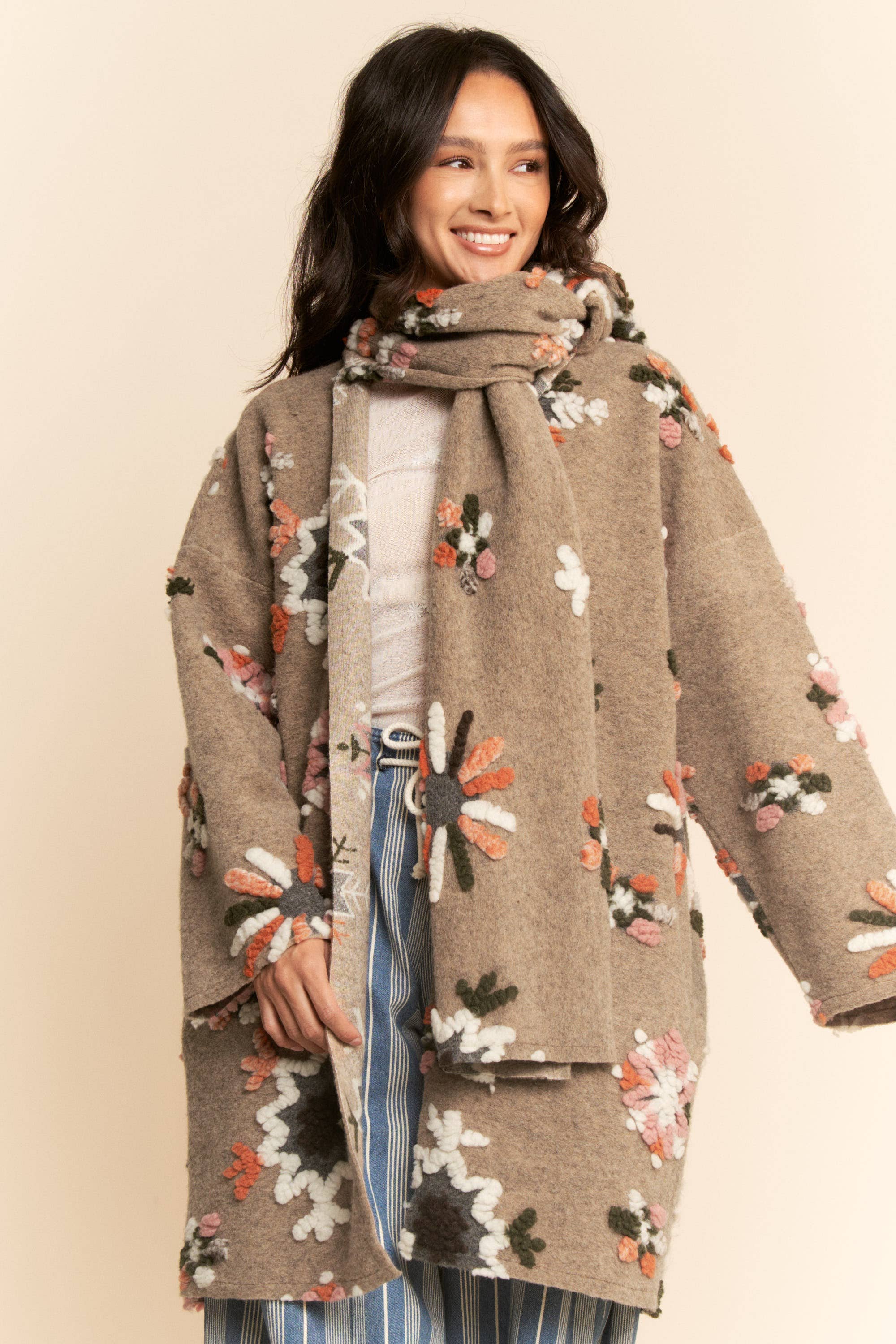 Chunky Embroidered Snow Cardigan