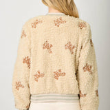 Embroidery Teddy Fur Jacket