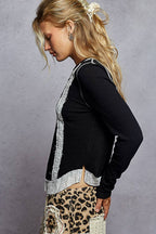 Eyelet Panel Rib Knit Top