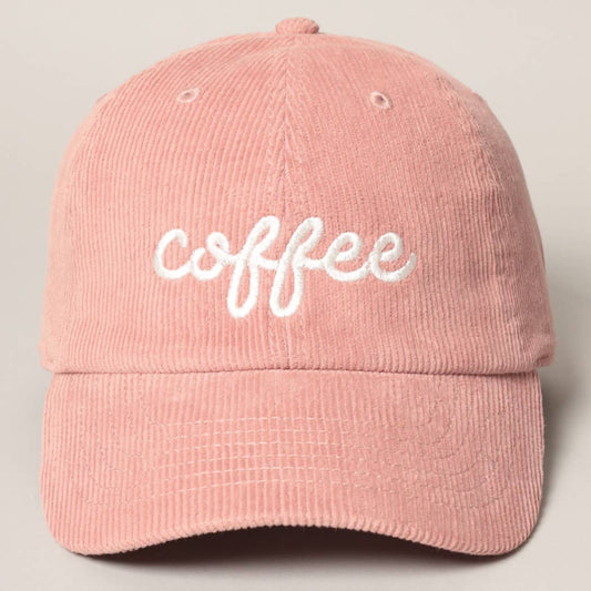 'COFFEE' Embroidered Corduroy Hat