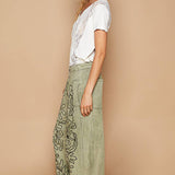 Floral Embroidered Twill Pants