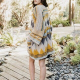 Boho Faux Fur Ruana Wrap with Cozy Pockets - Tribal Cardigan
