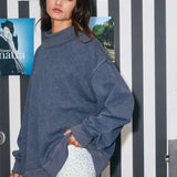 IT2594-3 | Vintage Wash Print Oversized Sweatshirt