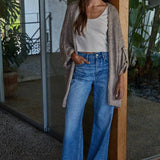 Quarter Sleeve Open Front Cardigan