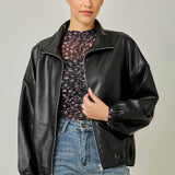 61652 Oversized Faux Leather Jacket