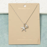18K Gold Starfish Shell Charm Pendant Necklace