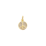 Gold Peace Sign with Cubic Zirconia Charm