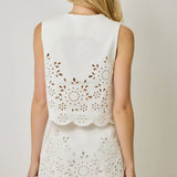 71098 Embroidered Eyelet Washed Vest