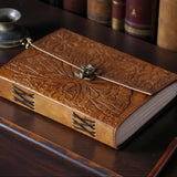 Handmade Leather Journal with Lock | Butterfly Embossed