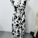 Smocked Waist Cap Sleeve Floral Print Maxi Dress