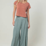 B3690-ASIS WIDE LEG PANTS WITH V YOKE WAIST BAND