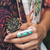 Waterfall Droplet Turquoise Stone Silver Ring