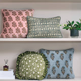 Block Print Vel Mughal Flower Pillow
