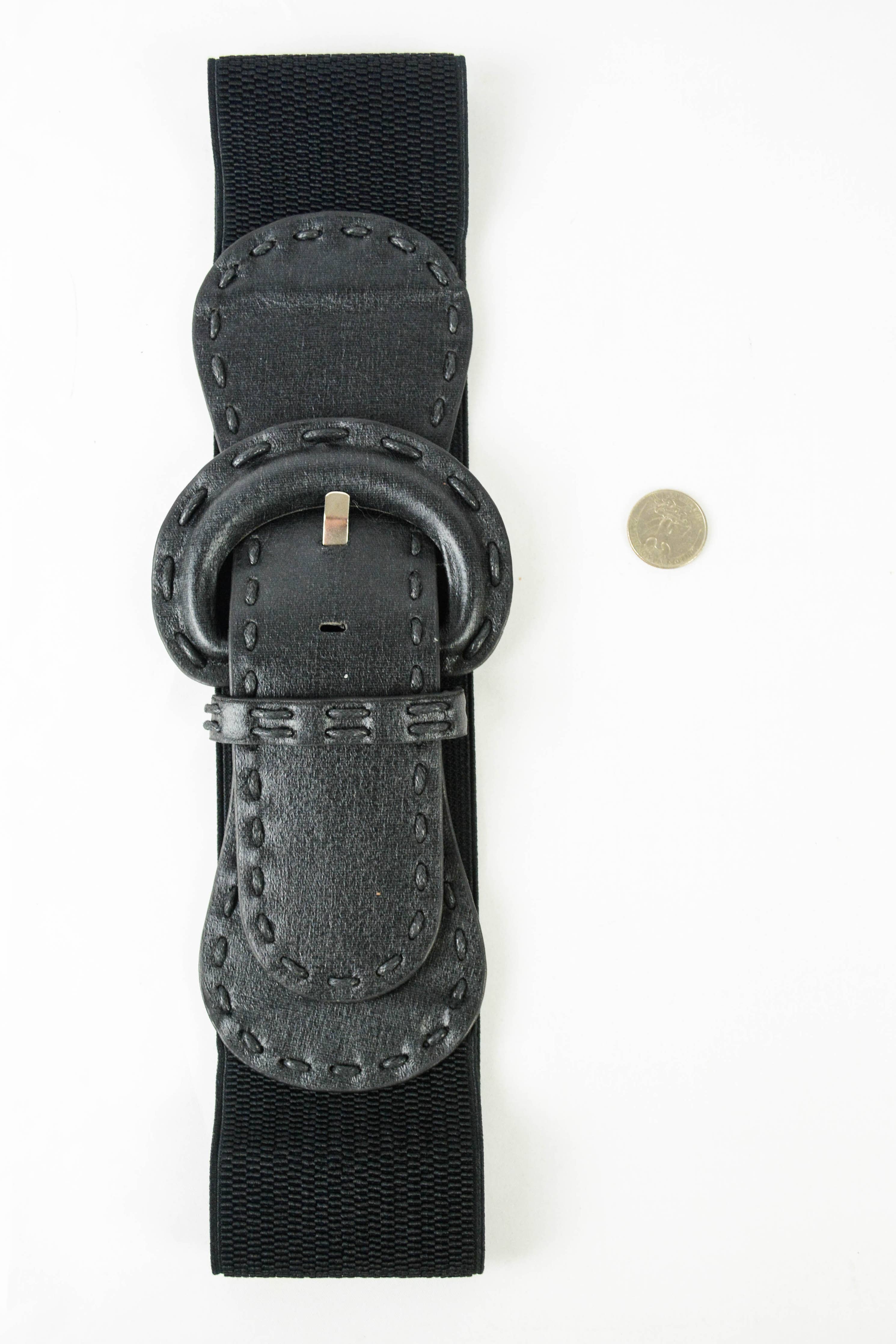 Distressed Wide Stitch Elastic Belt