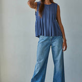 L9117 | Knit Rayon Spandex Jersey Round Neck Sleeveless Top