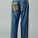Wide-Leg Utility Stripe Denim Jeans
