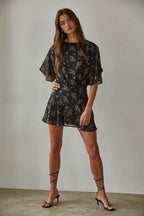 Chiffon Floral Print Mini Dress