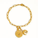 Lark 18K Gold Non-Tarnish Coin Moon Chain Bracelet