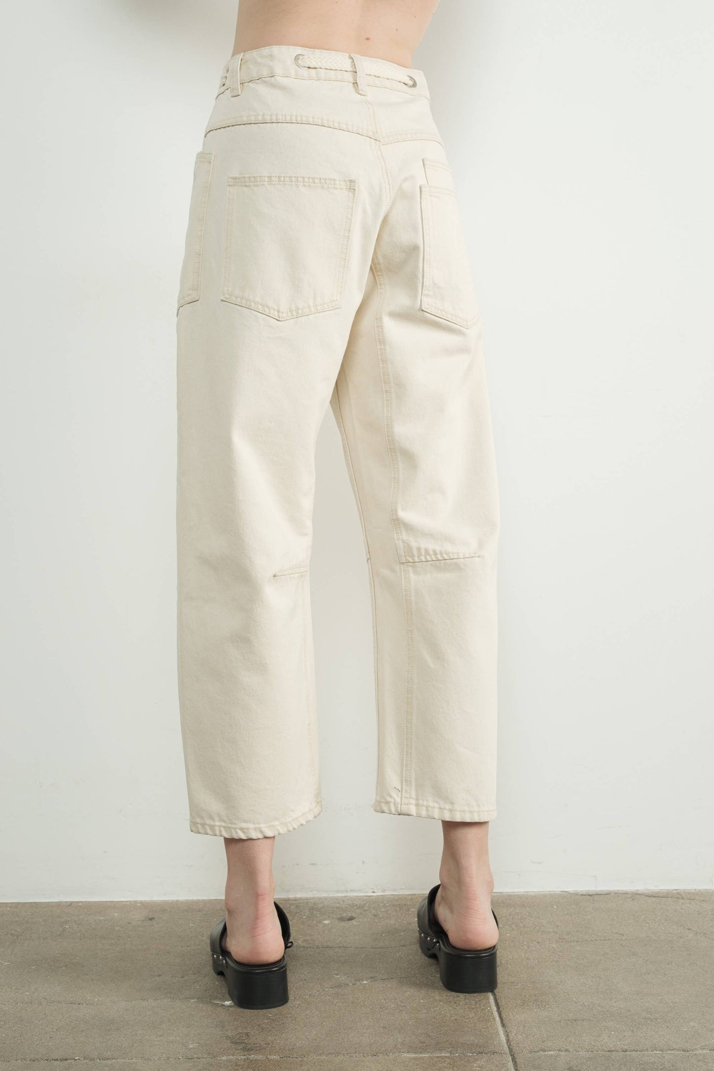 Barrel Denim Pants w/ Drawstring Waist