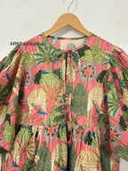 Pink & Green Floral Print Tunic