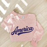 AMERICA Mineral Washed Long Sleeve Graphic