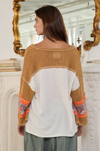 Contrast Bell Sleeves Sweater
