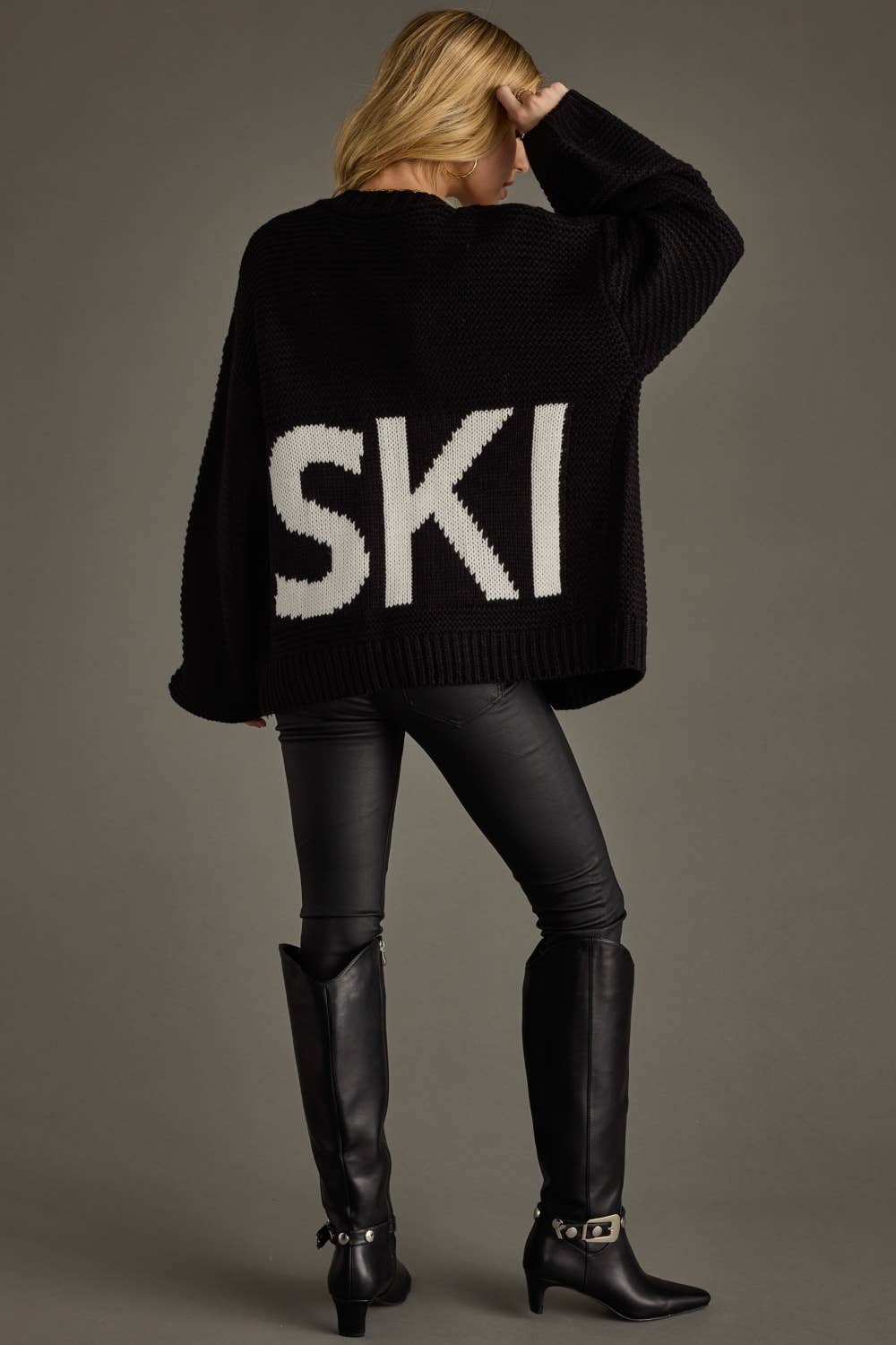 Black "Ski" Knit Cardigan