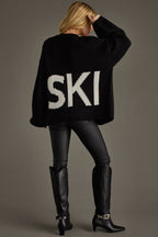 Black "Ski" Knit Cardigan