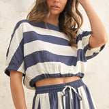 T4525ST   WIDE STRIPE BOAT NECK TOP